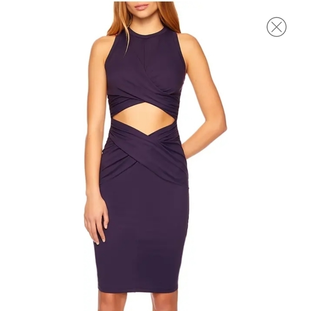 SUSANA MONACO Wrap Front Cutout Dress eggplant size small